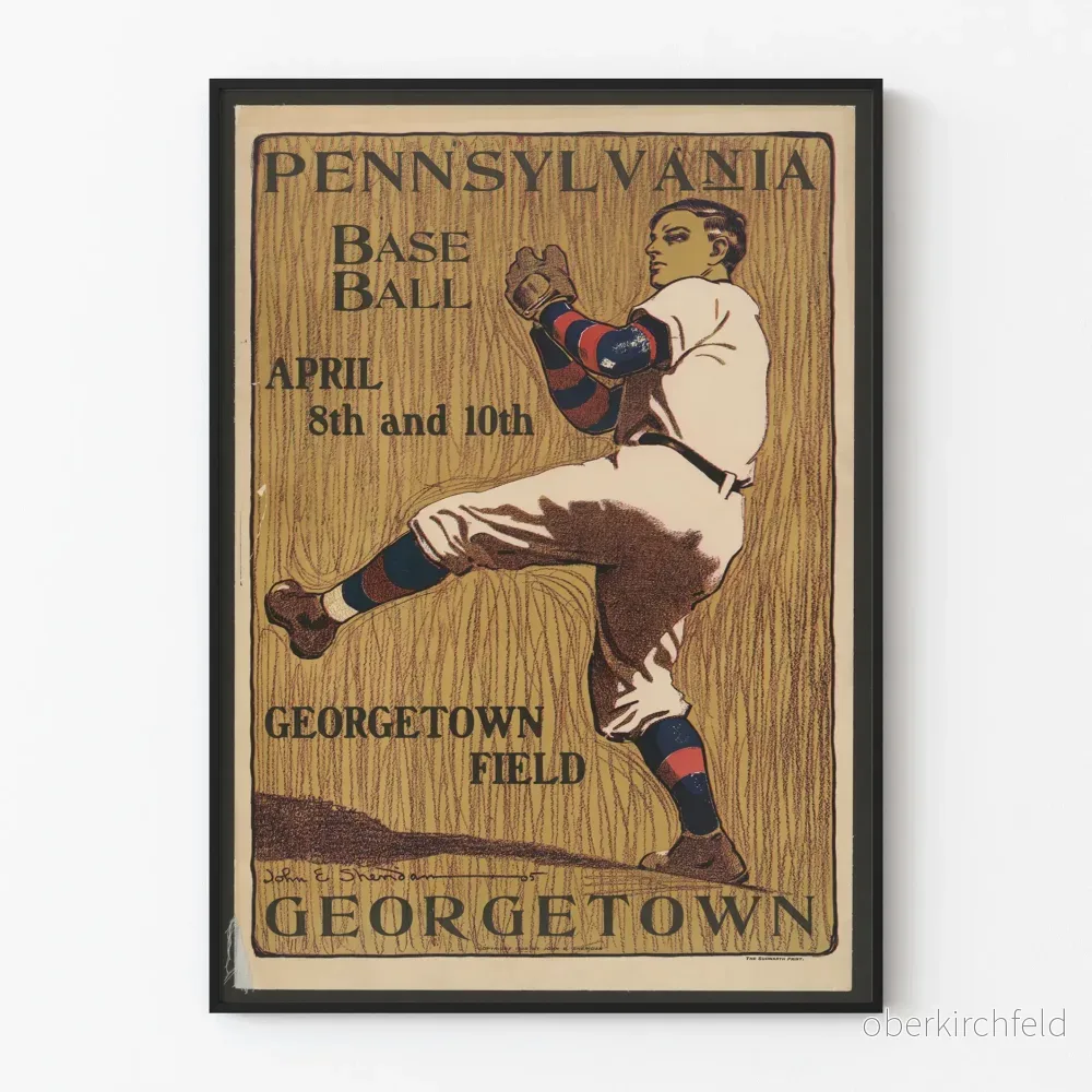 Vintageposter av basebollmatchen Pennsylvania mot Georgetown