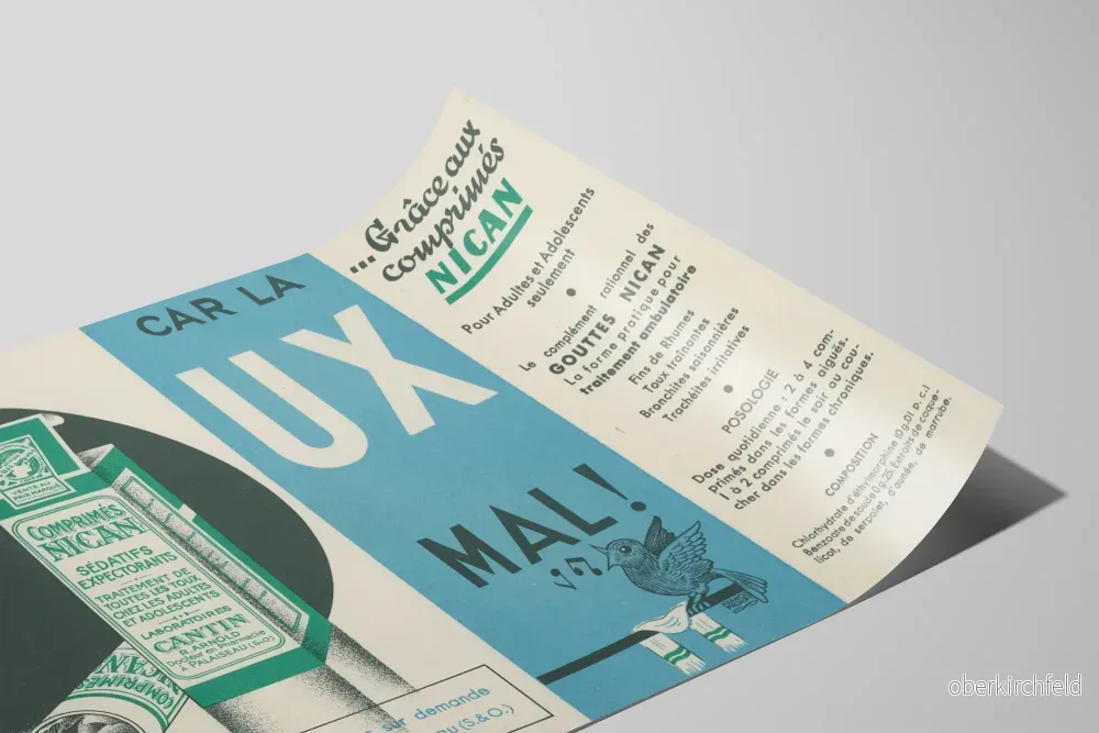 Vintage reklamposter för Nican-tabletter mot hosta - Bild 2