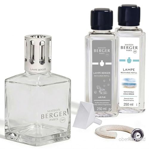 Maison Berger Coffret lamp Essentielle Carrée 1 lampa + Air Pure Refill 250 ml Vent d'Océan fin, homogen och långvarig diffusion 3127290033987