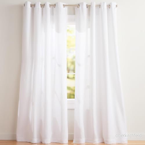 Exklusivt hem loha linne öljett topp gardin panel par, 137 cm x 305 cm, vintervit 64247047839