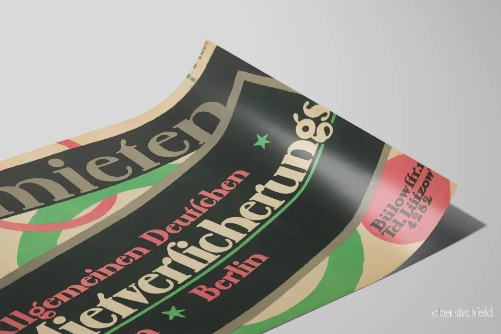 Vintageaffisch Mietversicherung Berlin - Typografisk väggdekoration - Bild 2