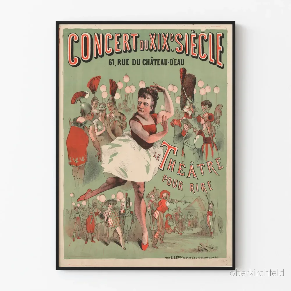Vintageposter för konsert från 1800-talets teater för skratt
