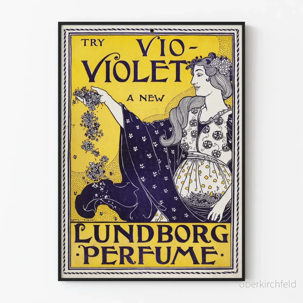 Vintageposter parfym violett elegant väggdekoration