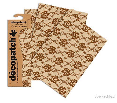 Décopatch guld/brunt spetspapper, 30 x 40 cm (paket med 3 ark) 3609510256005