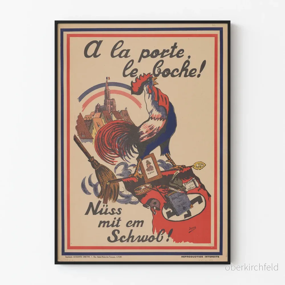 Patriotisk väggdekorationsposter "A la porte, le boche!"