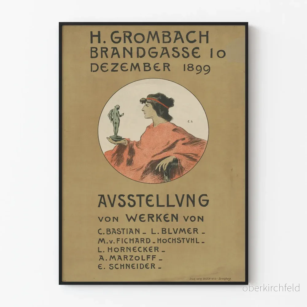 Vintage affisch konstutställning H. Grombach 1899 Vintage affisch konstutställning H. Grombach 1899