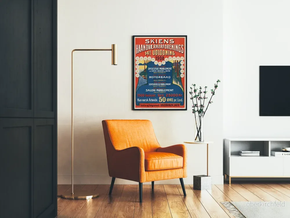 Vintageposter 1908 - Skien Hantverksförenings lotteri - Bild 2