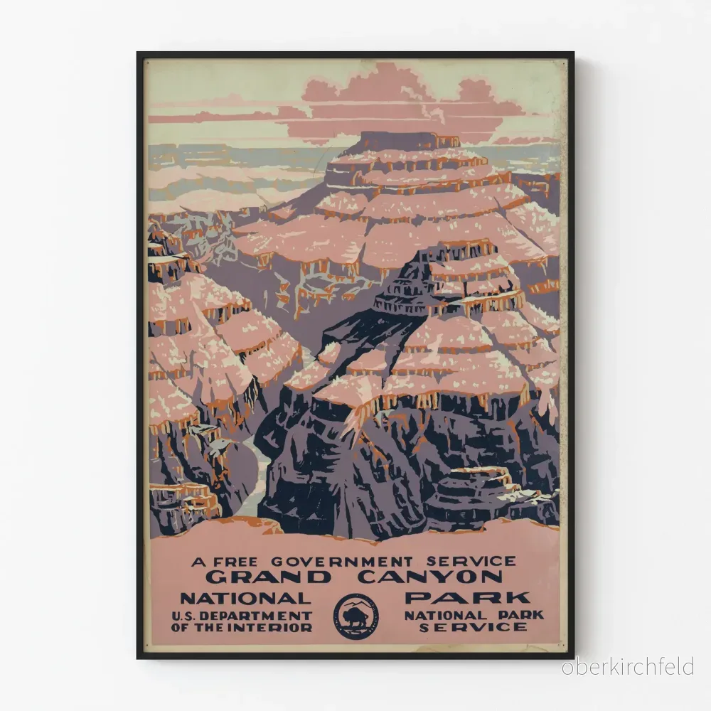 Vintageposter av Grand Canyon National Park, väggdekoration