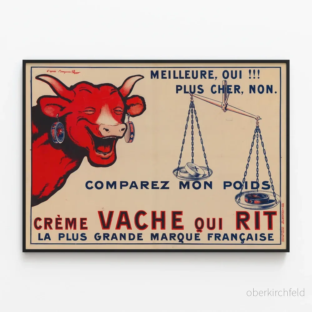 Vintageposter Krämfärgad Bäver som skrattar - Retro väggdekoration