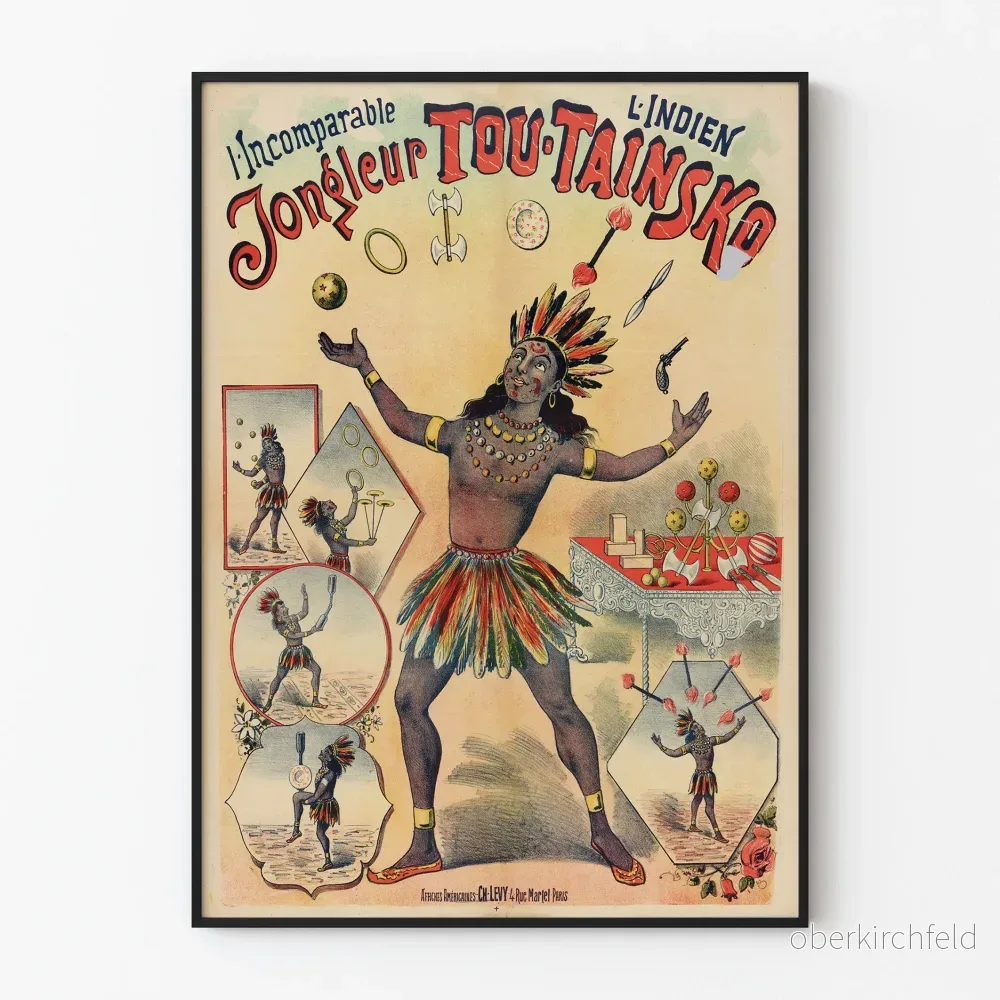 Vintageposter av indisk jonglör Tou-Taïnsko - Retro väggdekoration