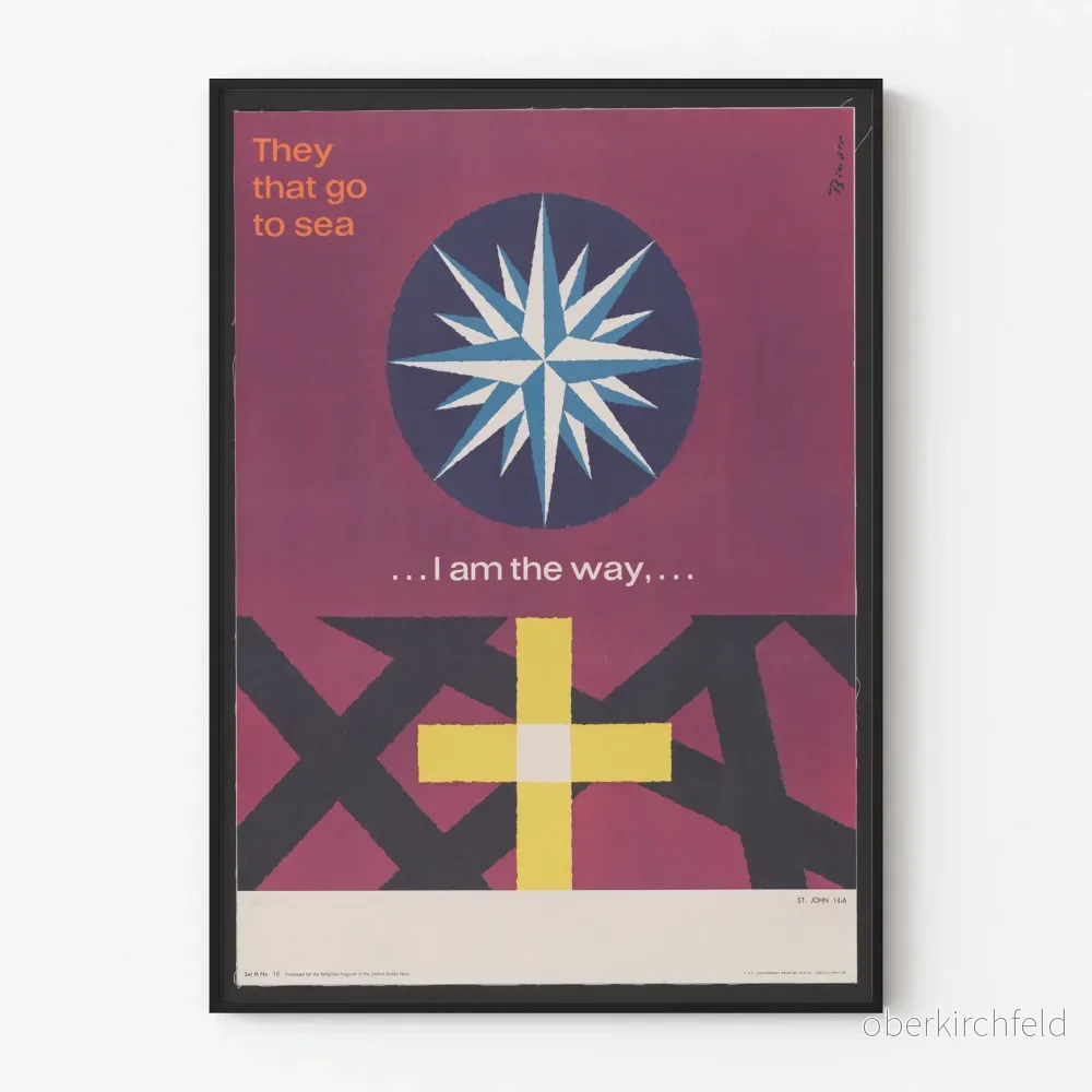 Väggdekorationsposter Kors och maritim kompass vintage