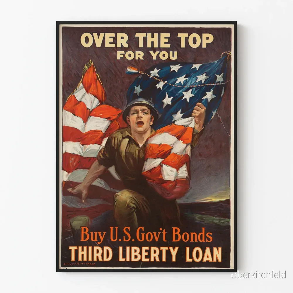 Vintage patriotisk affisch US tredje lån Liberty Bonds