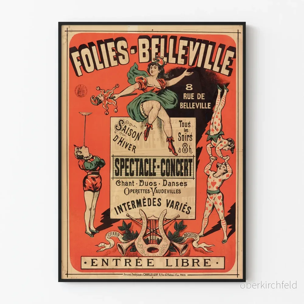 Vintageposter Folies-Belleville Föreställning-Konsert Väggdekoration