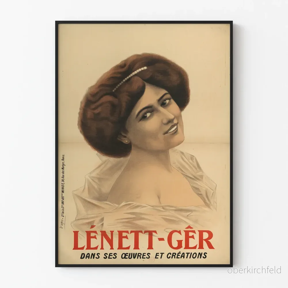 Vintage porträttposter av kvinnlig Lénett-Gêr