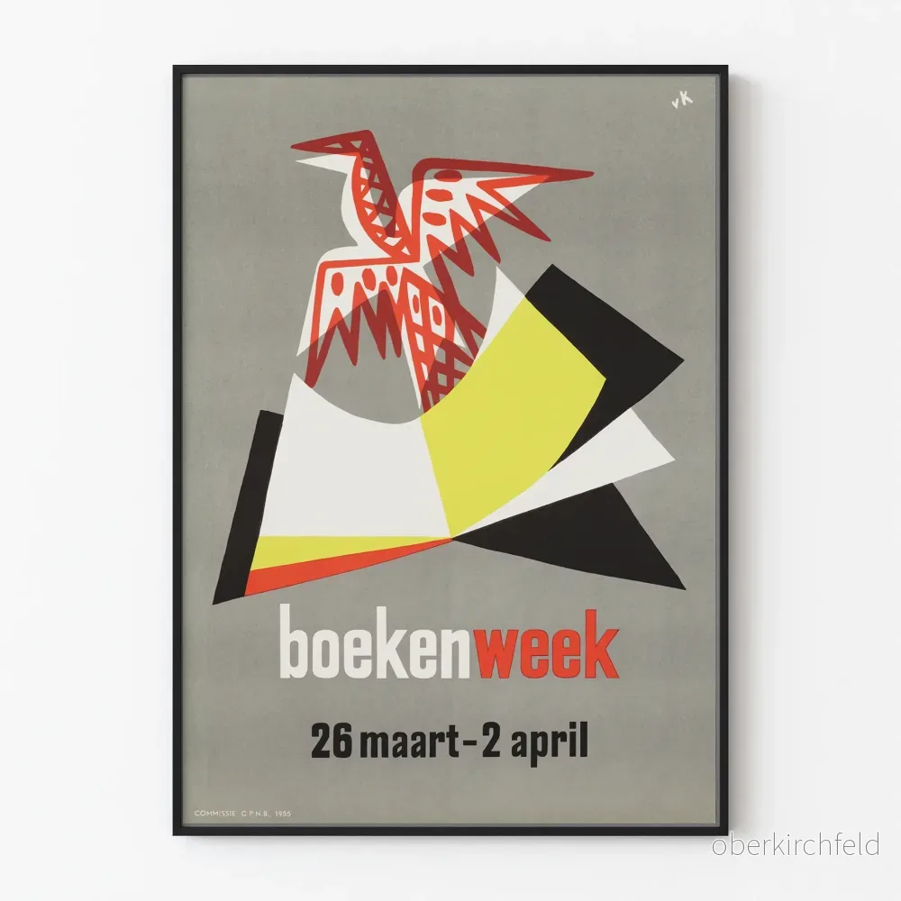 Vintage väggdekorationsposter för Boekenweek 1955 Vintage väggdekorationsposter för Boekenweek 1955