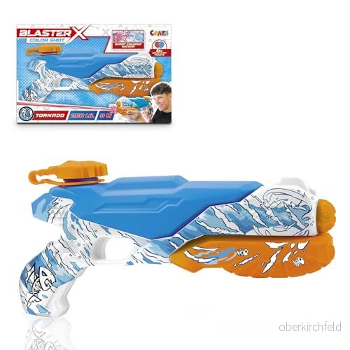 CRAZE Blaster X Water Guns Medium vattenpistol för barn 30 cm, vattensprutpistol med färgbrickor, skjutbredd 8 m vattenstridsleksak 4059779054338