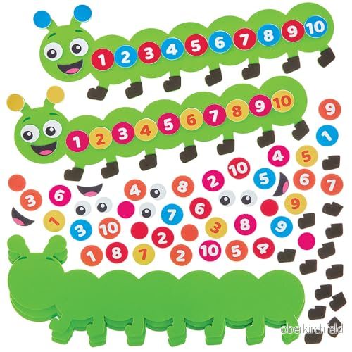 Baker Ross FN108 Räkna larver 5 pack, STEM, vetenskap, matematik och inlärningshjälpmedel för barn skolor 5063067010981