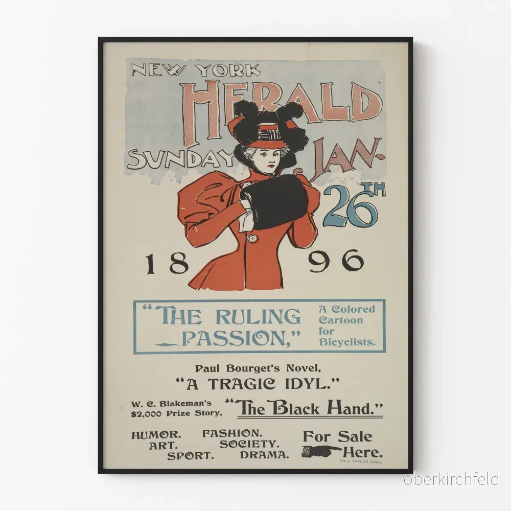 Vintageposter New York Herald - söndag januari 1896