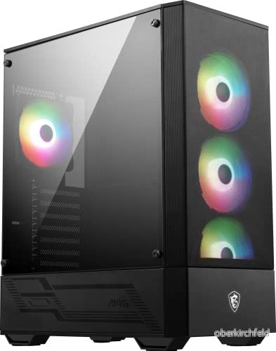 MSI MAG FORGE 112R Mid Tower PC chassi härdat glas, stöder ATX, Micro ATX och Mini ITX, nätfront, 4 x 120 mm ARGB fläkt med hubbkontroll, magnetiskt dammfilter, USB 3.2 Gen 1 typ A 4719072949679
