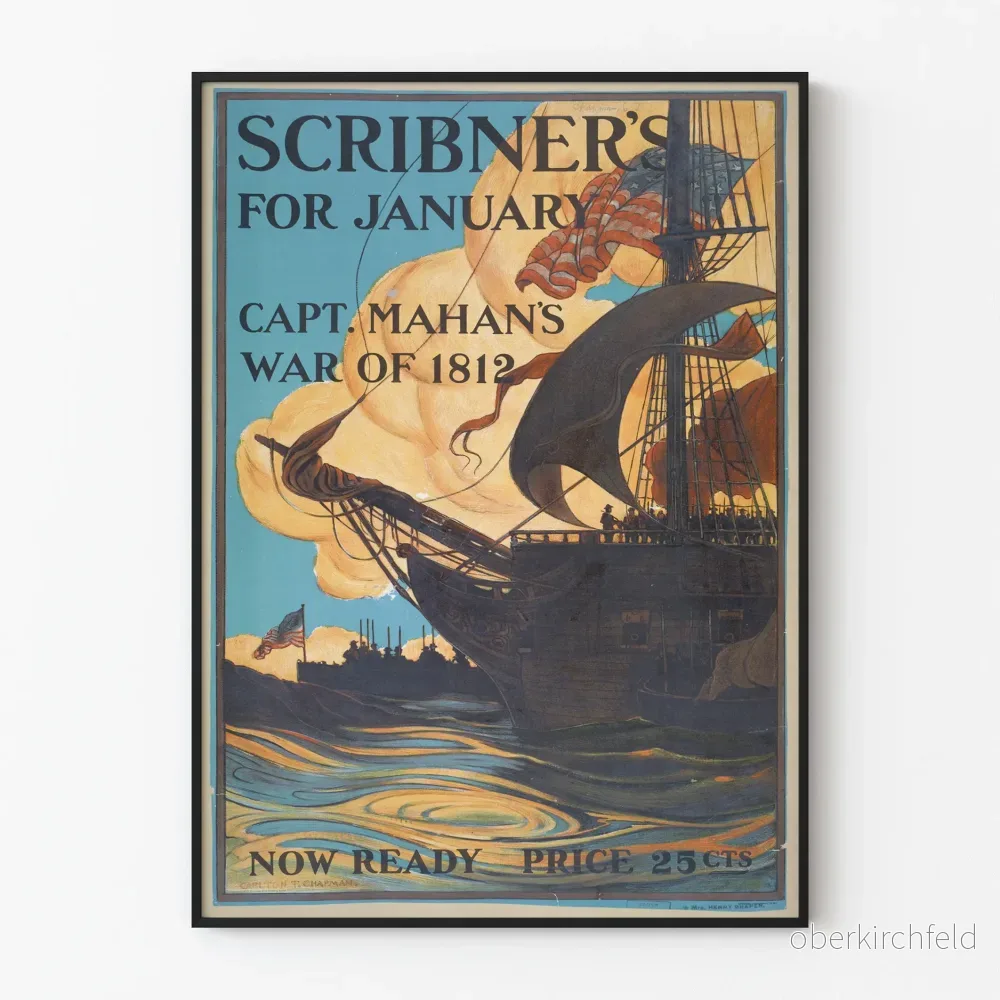 Vintageposter Scribner's för januari - Kriget 1812 - marin väggdekoration