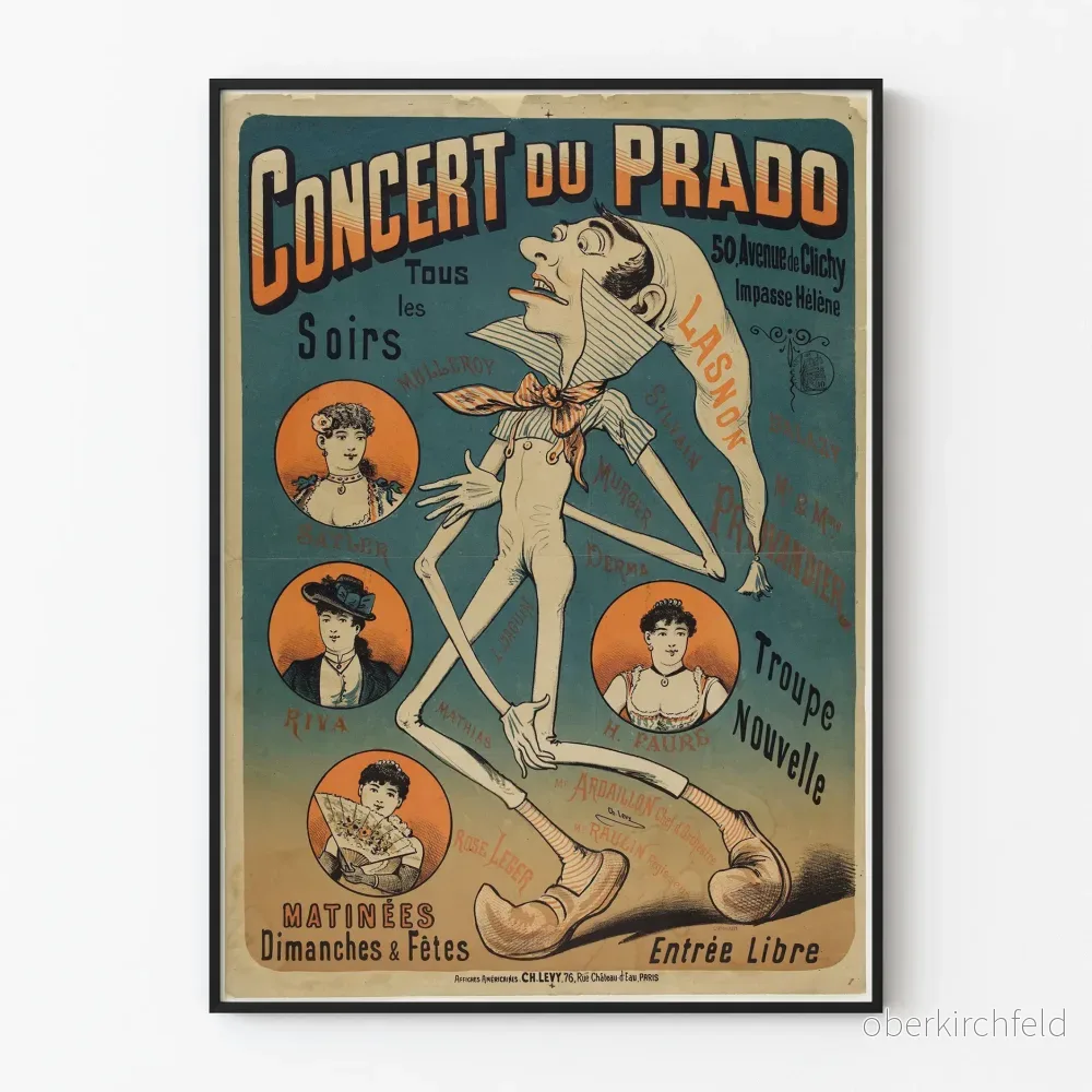 Vintageaffisch av Prado-konserten, väggdekoration i retro konststil Vintageaffisch av Prado-konserten, väggdekoration i retro konststil