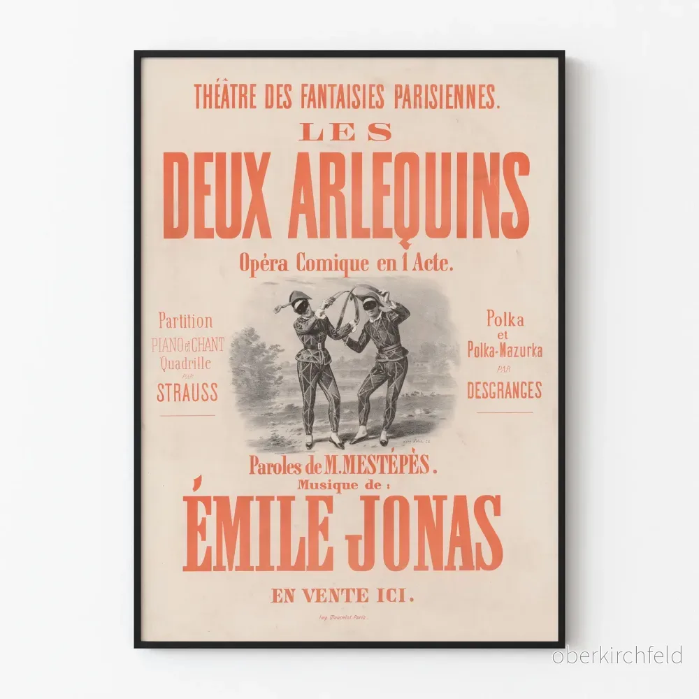 Teateraffisch Les Deux Arlequins - Vintage väggdekoration