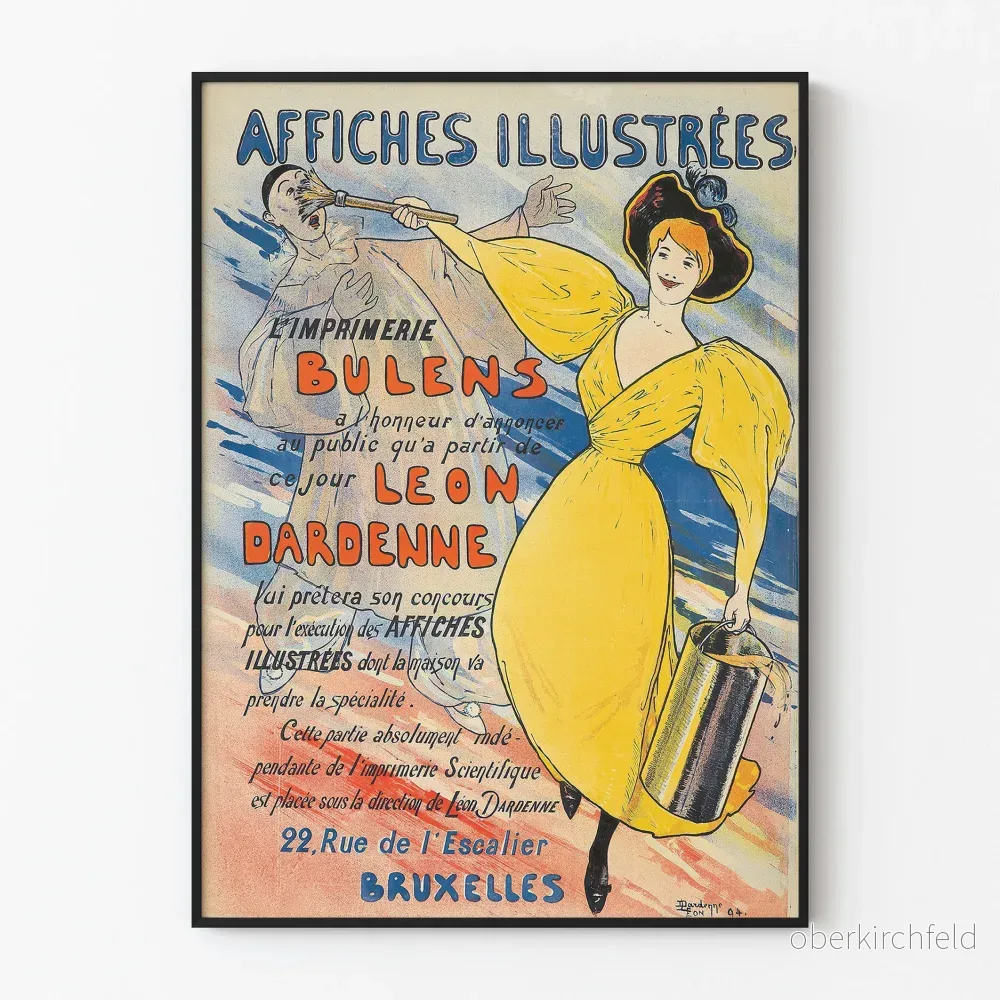 Vintageillustrerad poster för väggdekoration - Bulens tryckeri, Bryssel