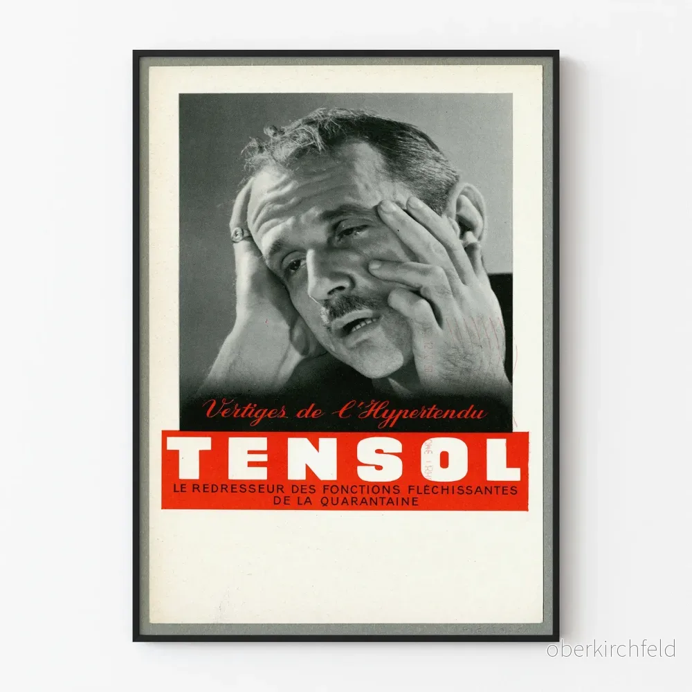 Vintage reklamposter TENSOL för yrsel och högt blodtryck