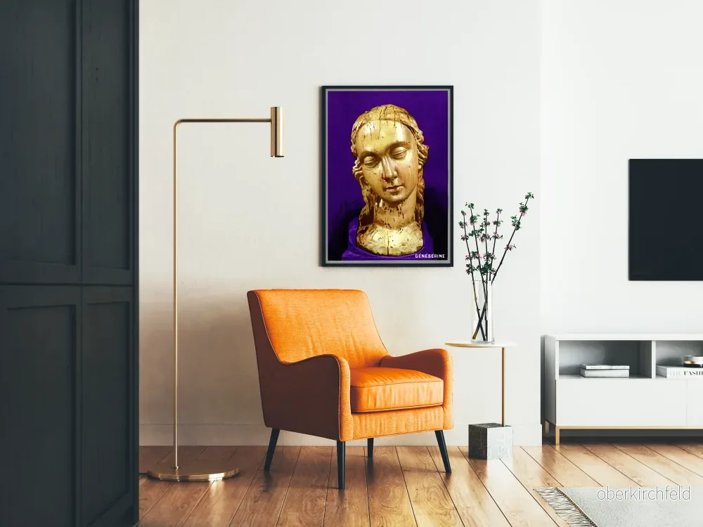 Väggdekorationsposter med skulpterad bust på lila bakgrund - Bild 2