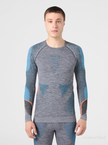 UYN herr AMBITYON UW Shirt LG_SL undertröja, Black Melange/Atlantic/Orange Shiny, L/XL 8054216257637