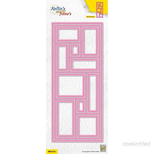 Nellie's Choice Stansmall Rektangel 12 Multi Frame Dies och Skärschabloner på 8,8 x 21 cm för Korttillverkning, Pyssel, Scrapbooking, Hantverk Lämplig Stansmaskinerk 8720512092257