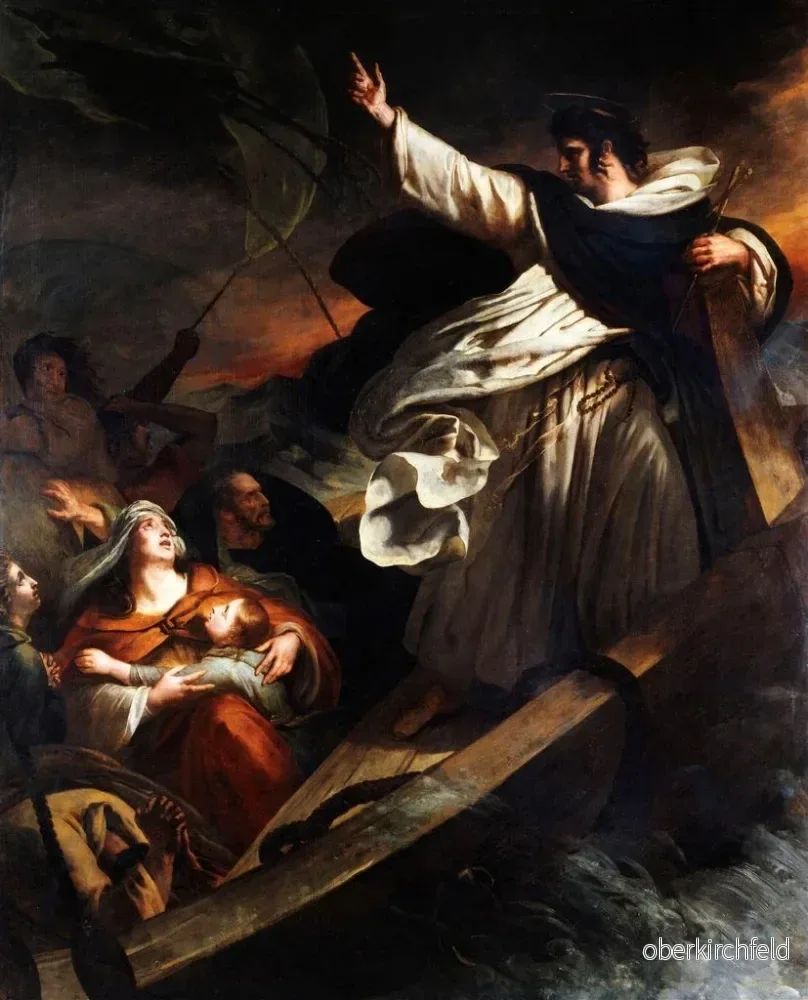 Målning av Saint Thomas d'Aquin predikar förtroende för Gud under stormen - Ary Scheffer | Konsttryck - Bild 2