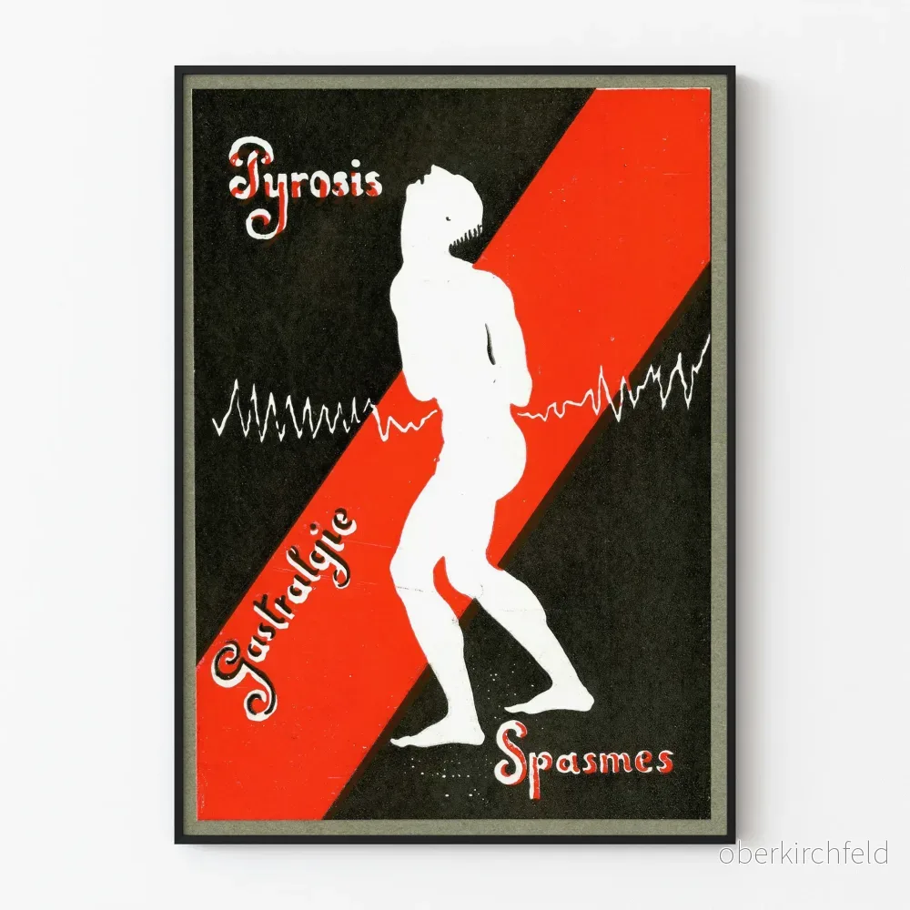 Dekorativ poster Pyrosis Gastralgier Spasmer vintage