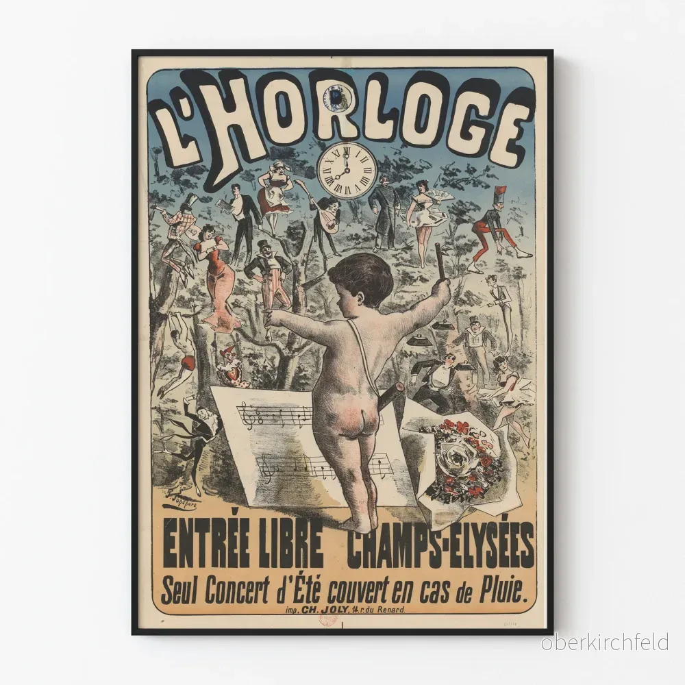 Vintageposter L'Horloge Champs-Élysées - Retro väggdekoration