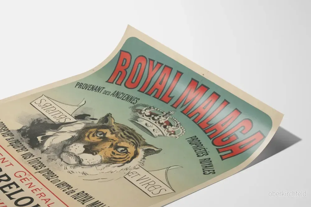 Vintage Royal Malaga poster med tiger och krona - Bild 3