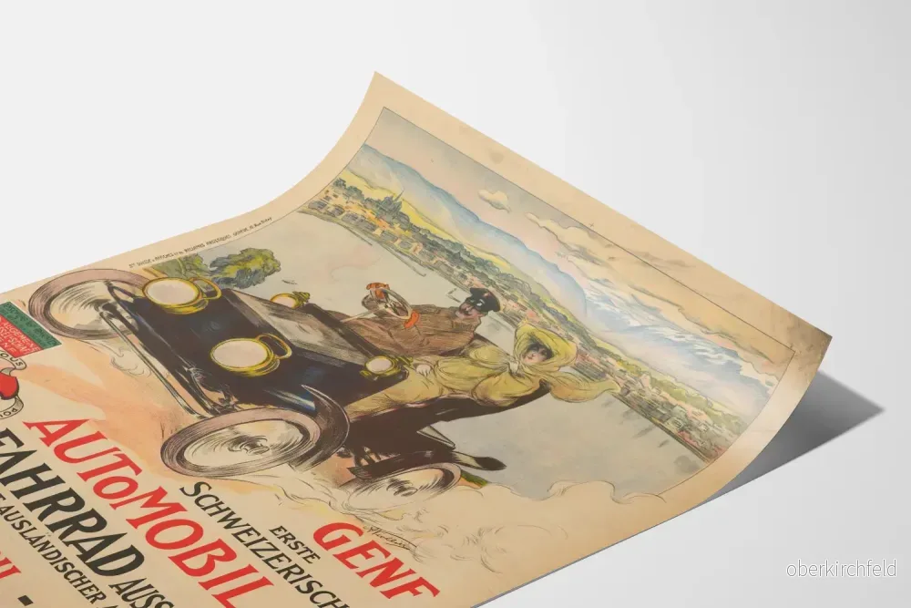 Vintage affisch för bil- och cyklexposition i Genève 1905 - Bild 3
