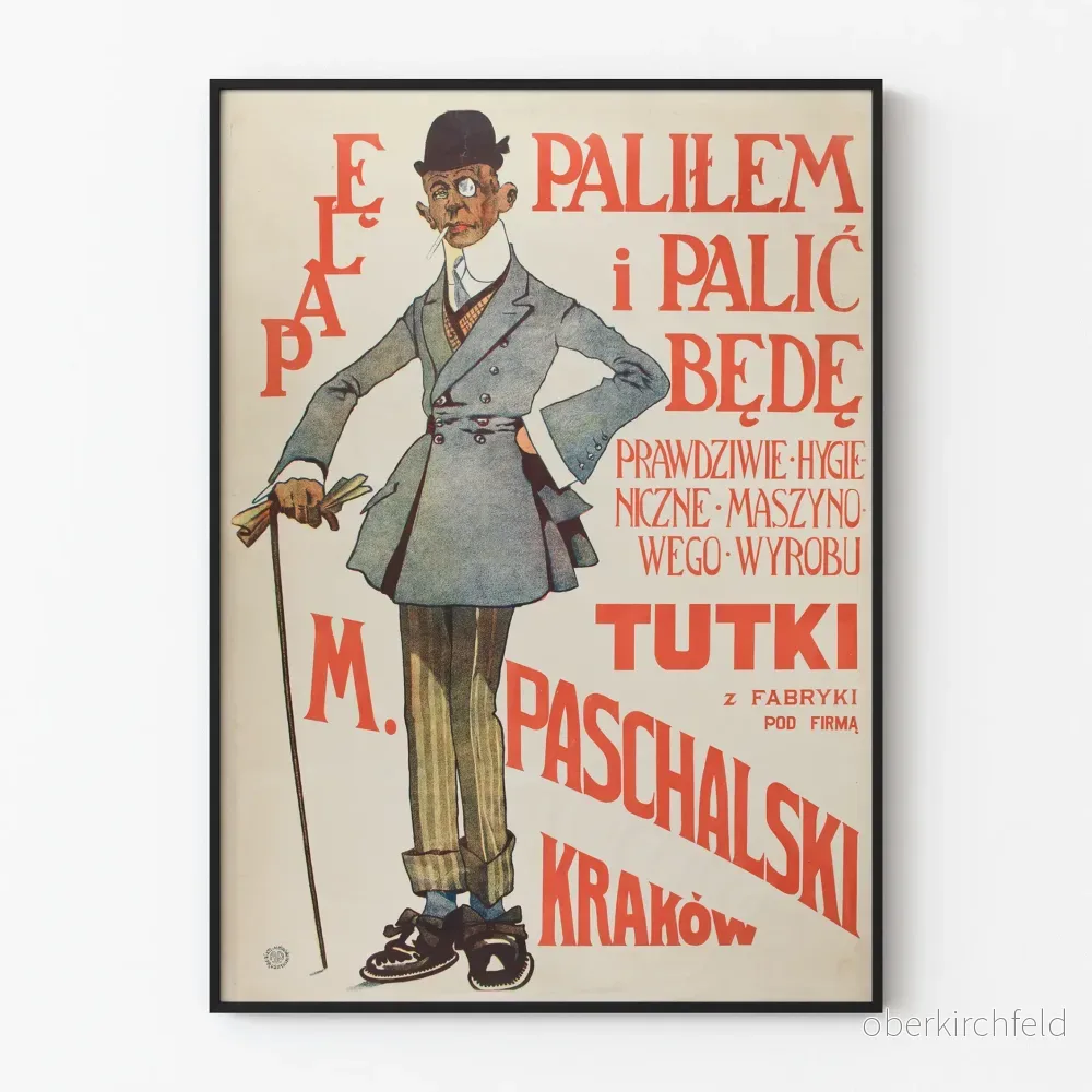 Vintageaffisch för elegant man med käpp och monocle