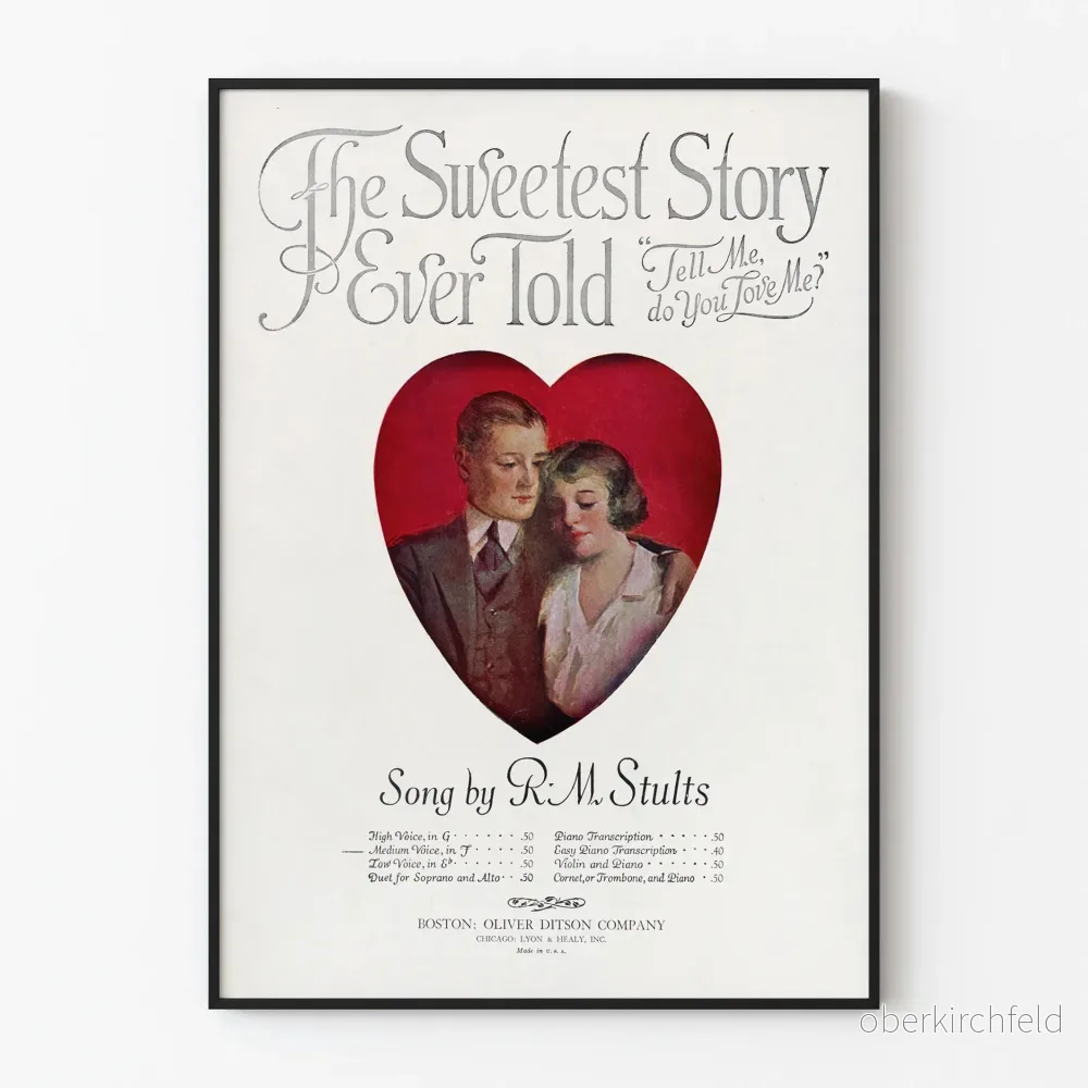 Vintageposter The Sweetest Story Ever Told - Retro Romantisk Väggdekoration