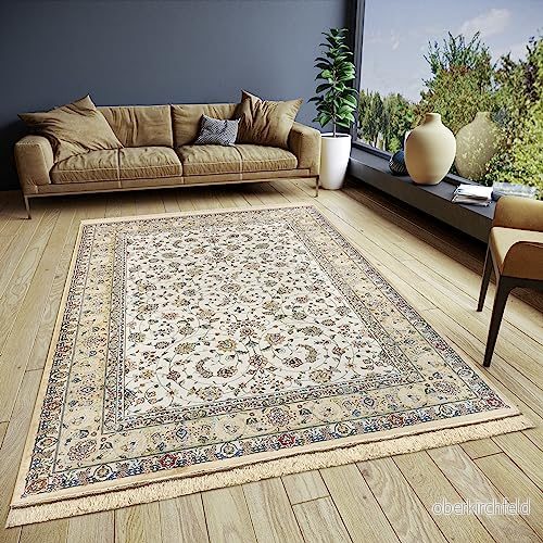 Väninna Home Collection Djamila orientalisk matta kort lugg, vardagsrumsmatta, mjuk matta, klassisk för sovrum, matsal, vardagsrum, hall creme, 160 x 230 cm 4262377777565