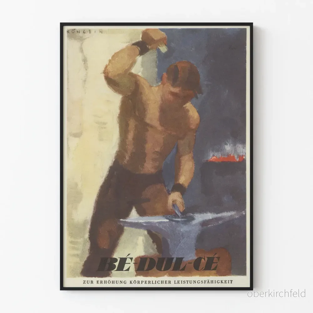 Vintageaffisch av smed i arbete - industriell väggdekoration