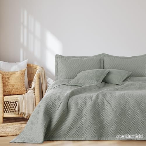 AmeliaHome överkast 260 x 280 cm sängöverkast dubbelsidig Ultrasonic quiltning polyester Ophelia grått 4251838555255