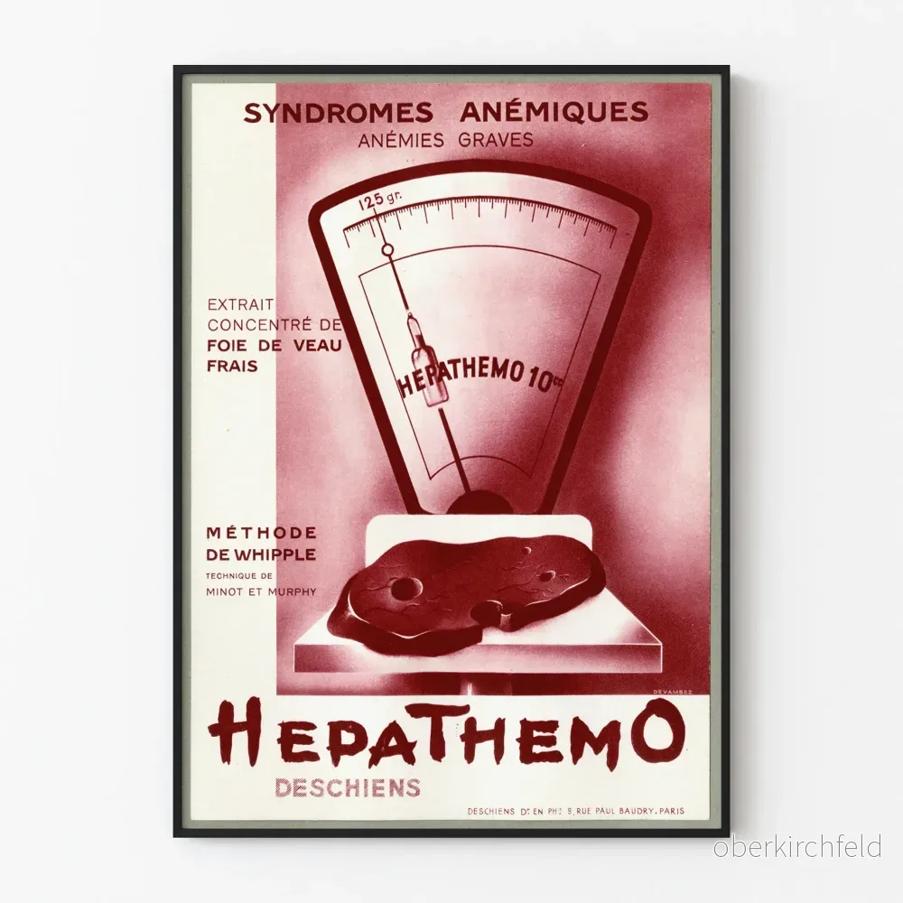 Vintage medicinsk poster Hepathemo allvarliga anemier Vintage medicinsk poster Hepathemo allvarliga anemier