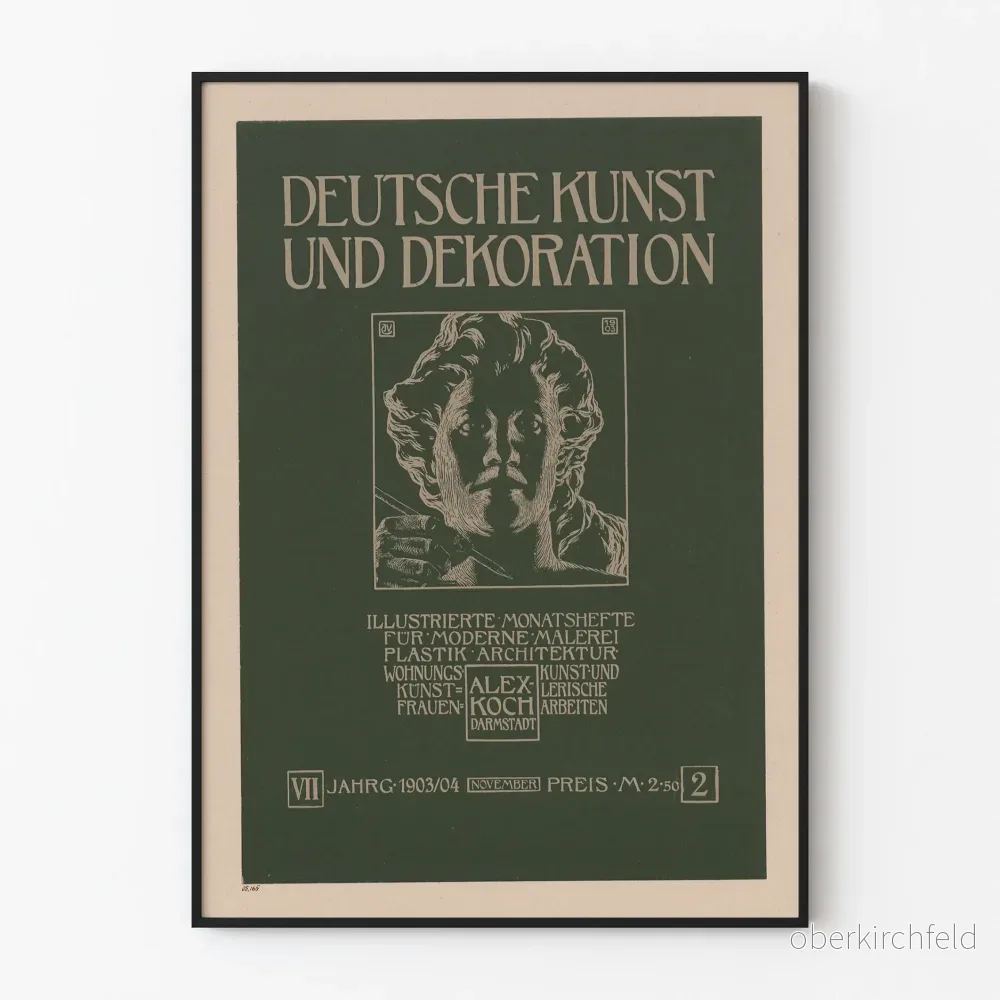 Vintage Tysk Poster Deutsche Kunst und Dekoration 1903