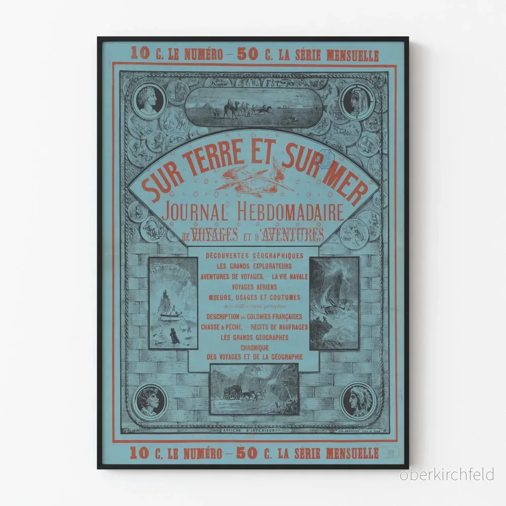 Vintageposter Sur Terre et Sur Mer - Veckotidning för resor och äventyr