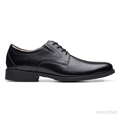 Clarks herr Whiddon Plain Oxford sko, Svart läder, 48 EU, EU 5050410593604
