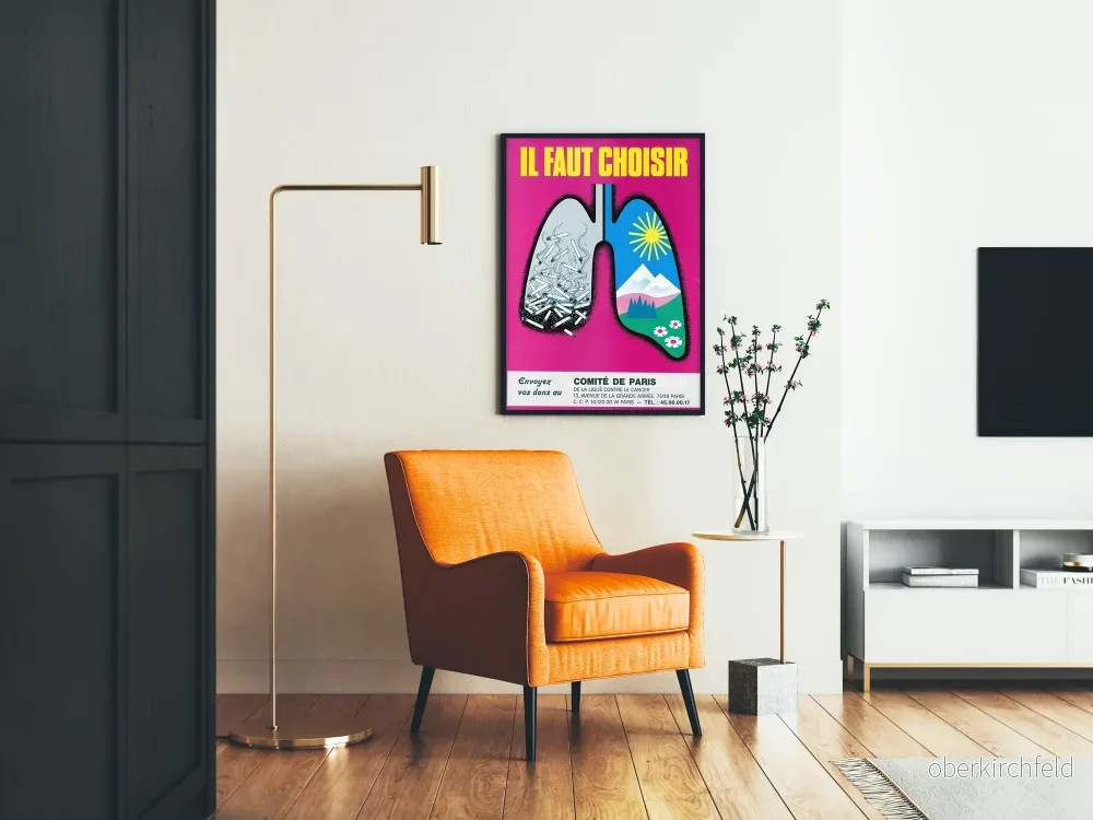 Vintage anti-rökningsposter - Man måste välja, stopp för cancer - Bild 2
