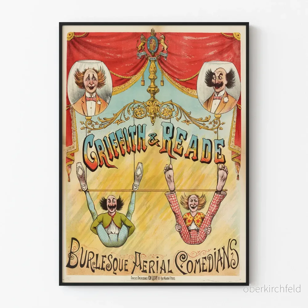 Vintageposter Griffith & Reade Comédiens Aériens Burlesques